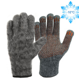 Одинарные шерстяные перчатки (70% шерсть + 30% акрил) с внутренним начесом и антискользящим покрытием, 10 класс, серые